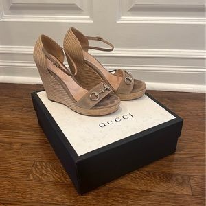 Gucci Horsebit Wedge Sandals